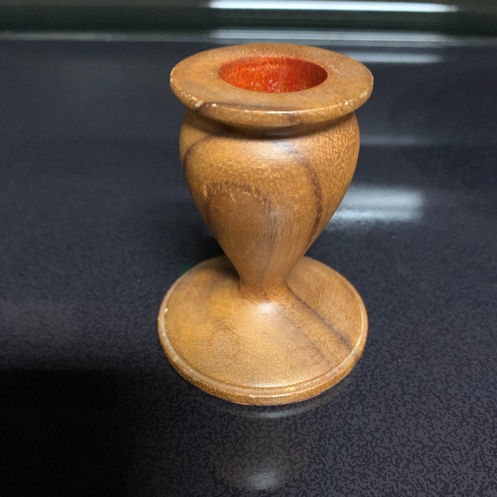 Olive wood candlestick